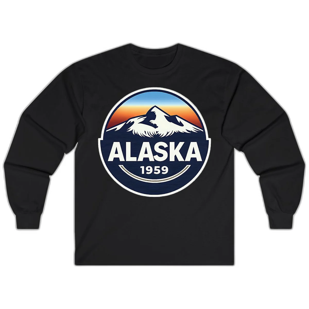 Alaska 1959 Mountain & Eagle Badge Long Sleeve in Black