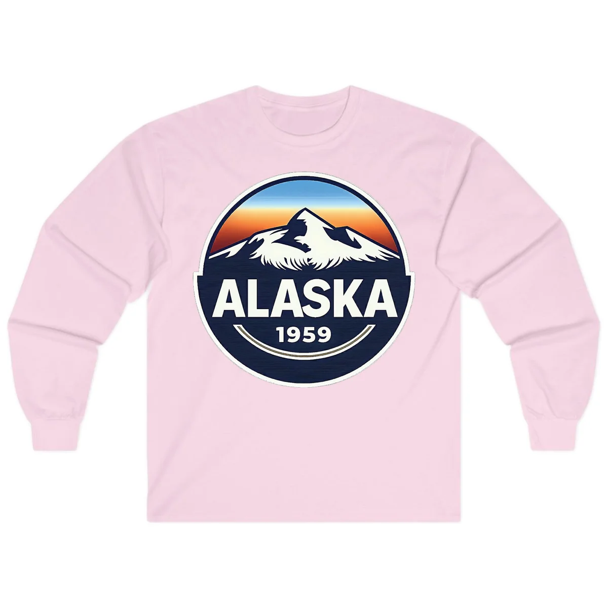 Alaska 1959 Mountain & Eagle Badge Long Sleeve in Light Pink