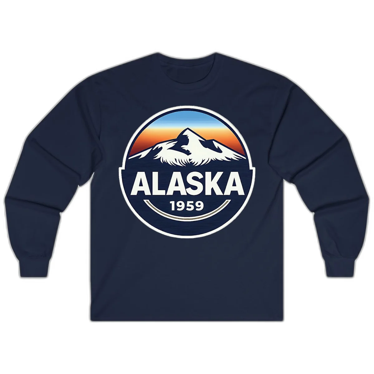 Alaska 1959 Mountain & Eagle Badge Long Sleeve in Navy