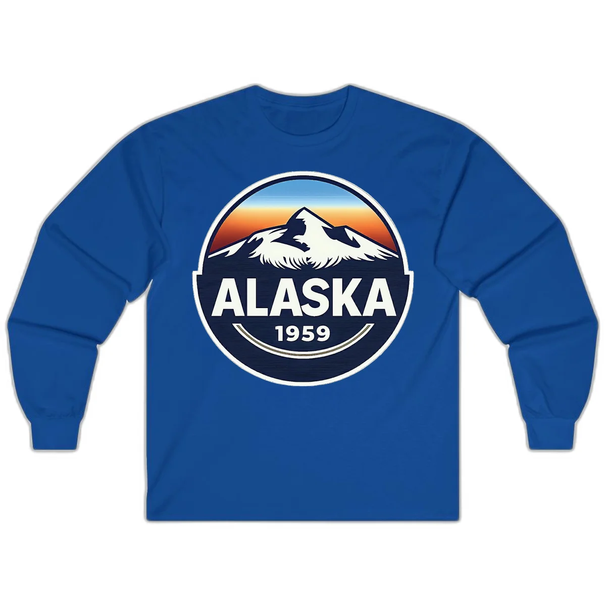 Alaska 1959 Mountain & Eagle Badge Long Sleeve in Royal