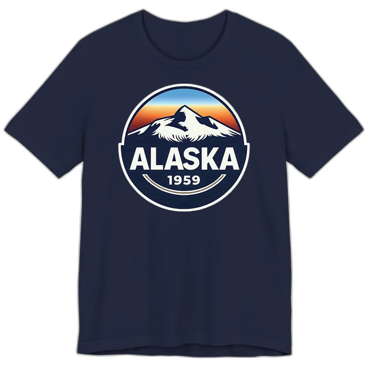 Alaska 1959 Mountain Eagle Badge Premium T-Shirt in Navy