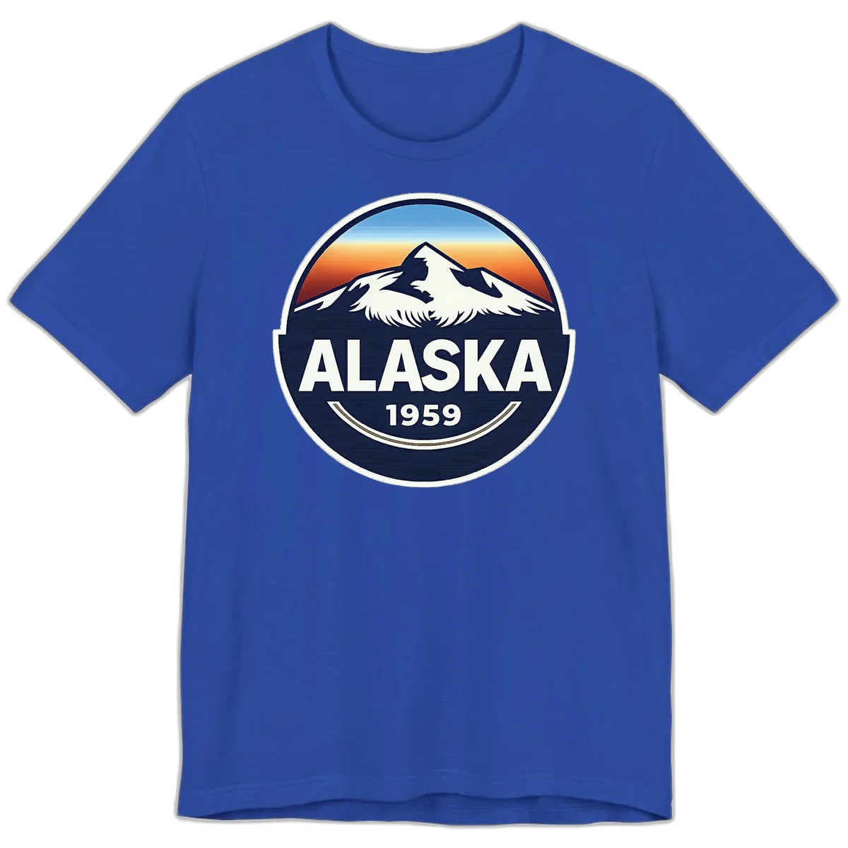 Alaska 1959 Mountain Eagle Badge Premium T-Shirt in True Royal