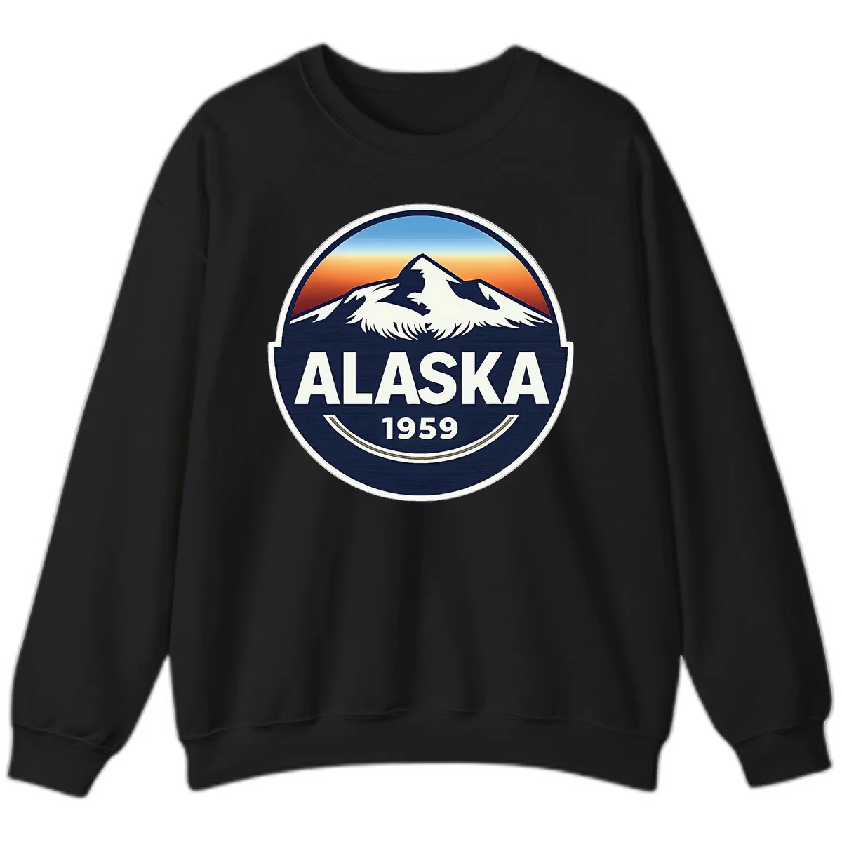 Alaska 1959 Mountain and Eagle Badge Sweatshirt in Black