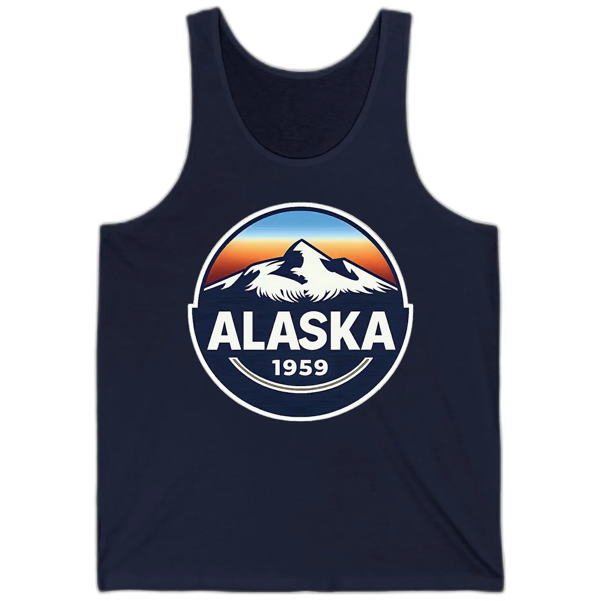 Alaska 1959 Mountain and Eagle Horizon Badge Tank in Navy