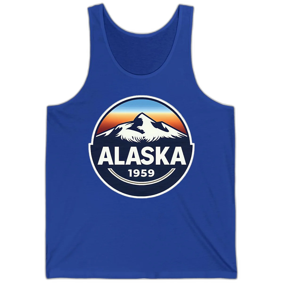Alaska 1959 Mountain and Eagle Horizon Badge Tank in True Royal