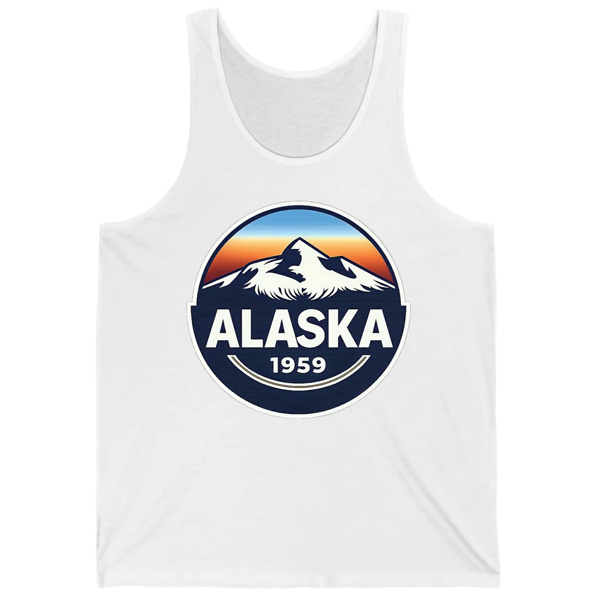 Alaska 1959 Mountain and Eagle Horizon Badge Tank in White
