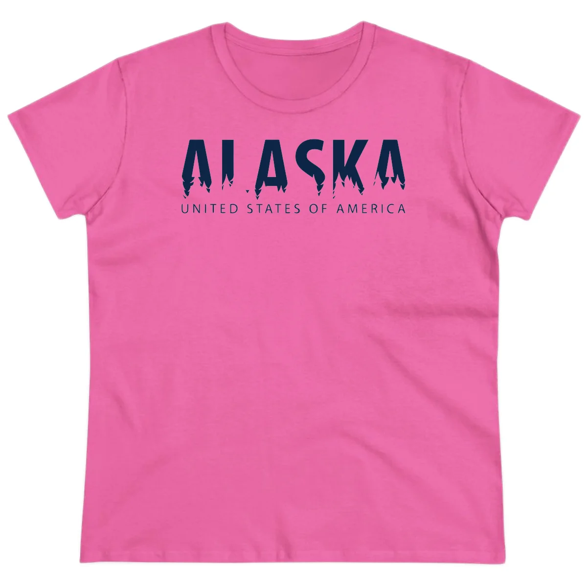 Alaska USA Map Design Ladies Tee in Azalea