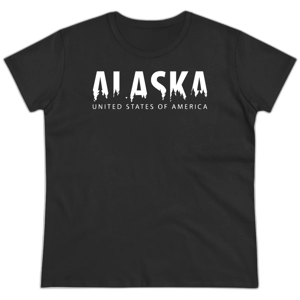 Alaska USA Map Design Ladies Tee in Black