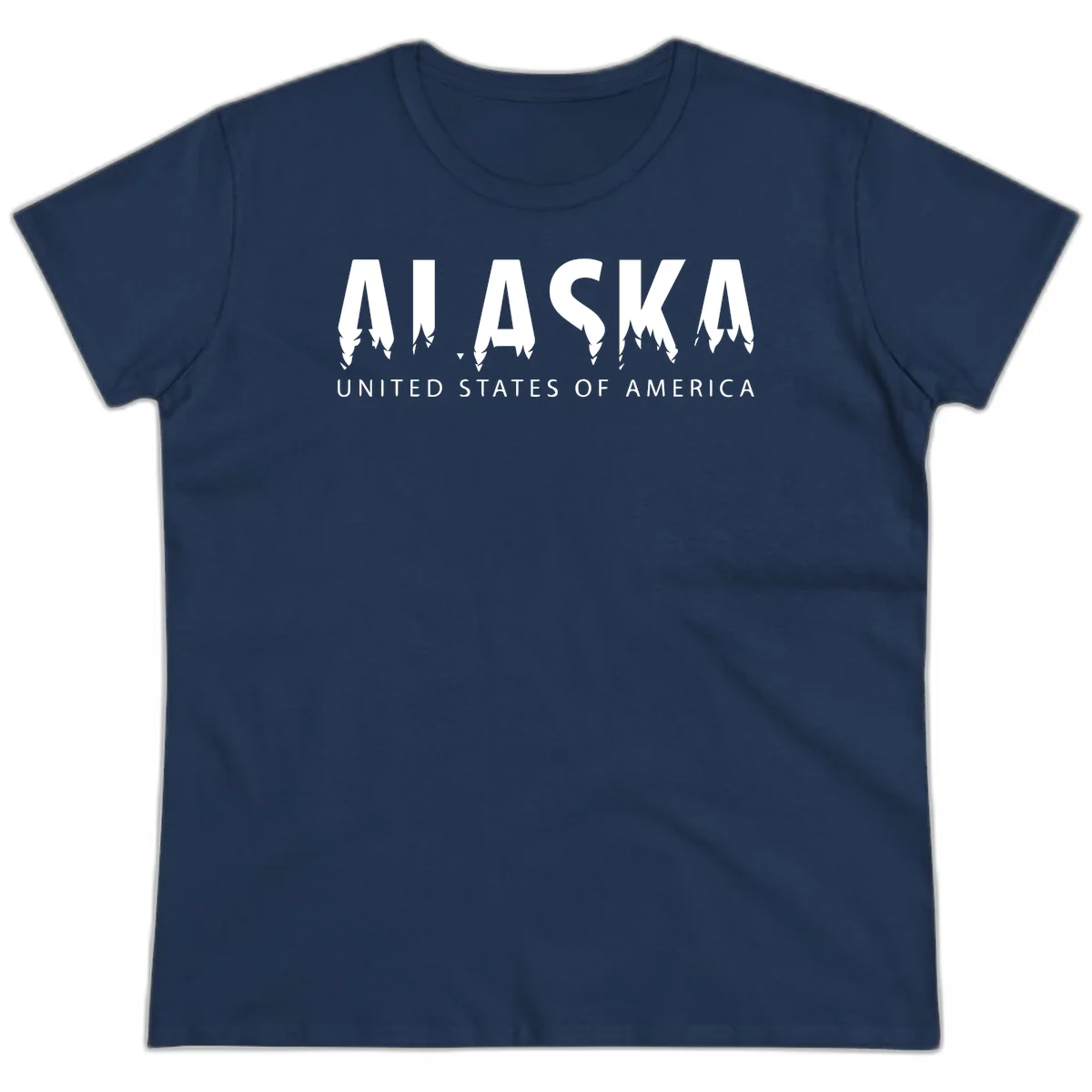 Alaska USA Map Design Ladies Tee in Navy