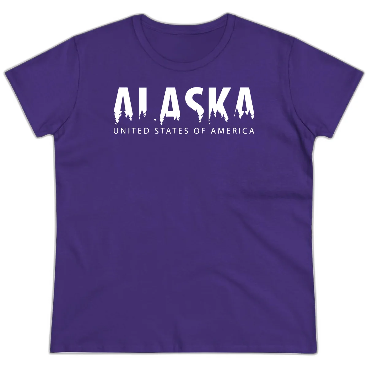 Alaska USA Map Design Ladies Tee in Purple