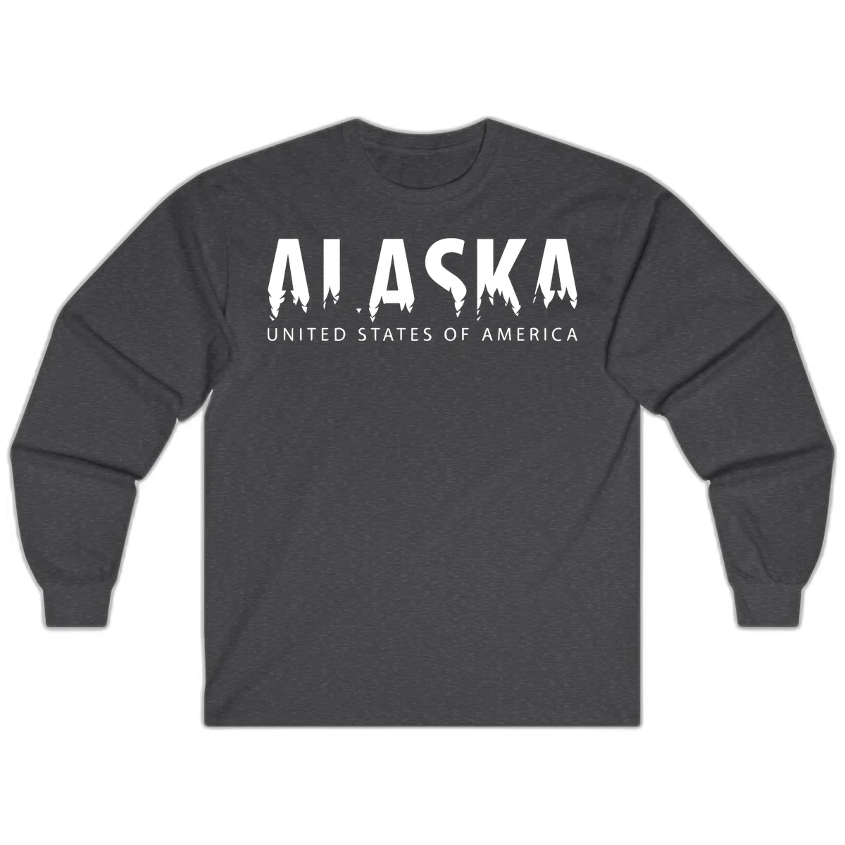 Alaska USA Map Design Long Sleeve in Dark Heather
