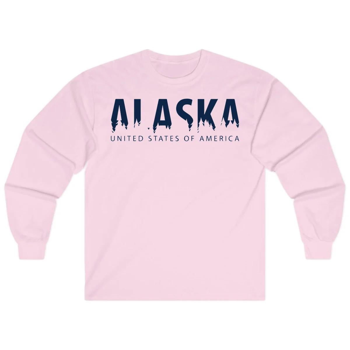 Alaska USA Map Design Long Sleeve in Light Pink