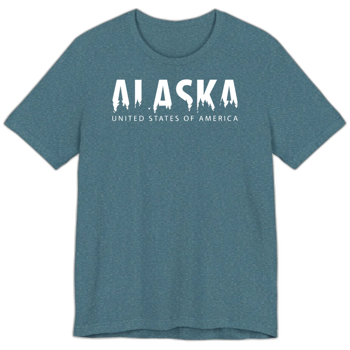 Alaska USA Map Design Premium Tee in Heather Deep Teal
