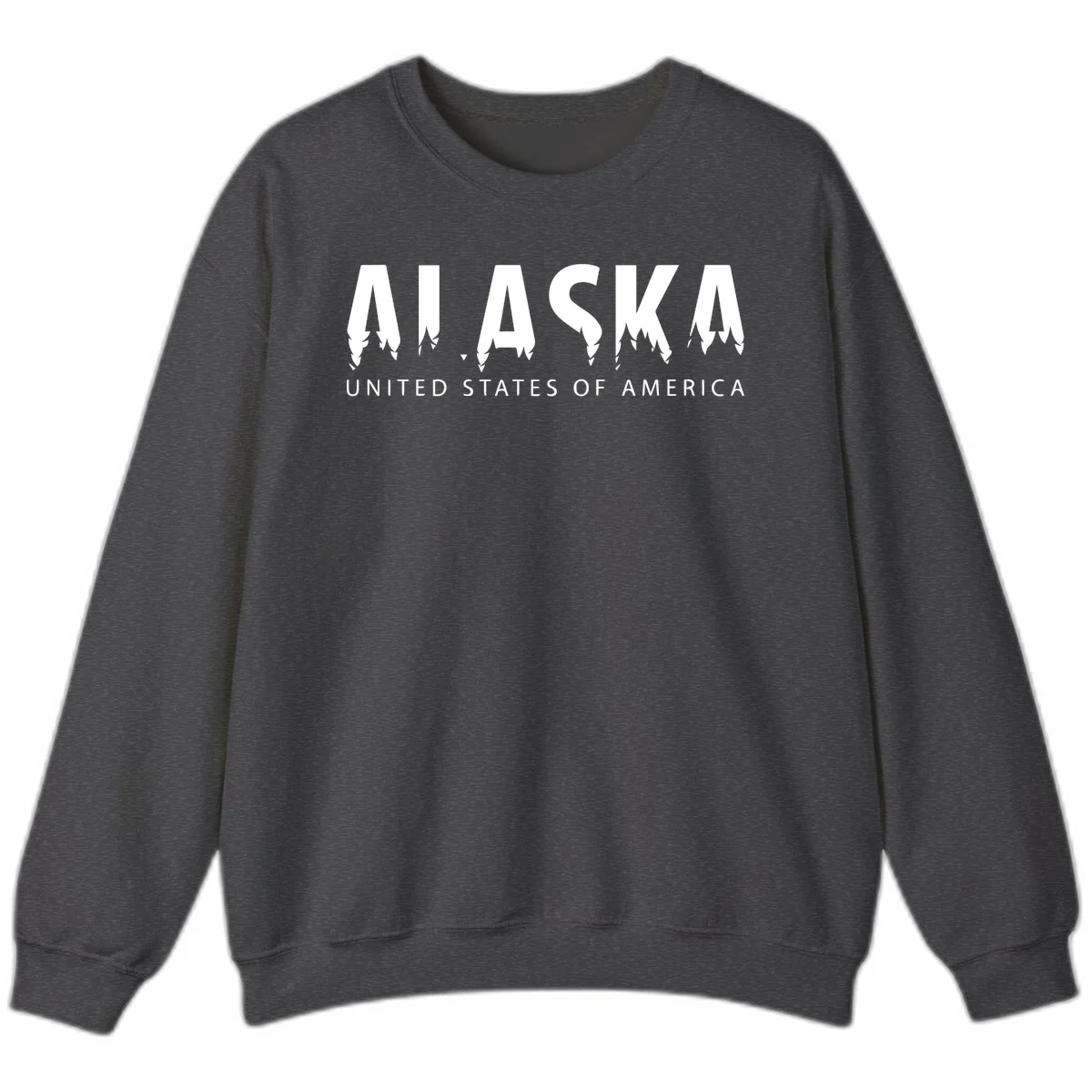 Alaska USA Map Design Sweatshirt in Dark Heather