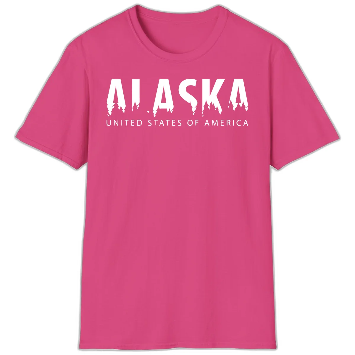 Alaska USA Map Design T-Shirt in Heliconia