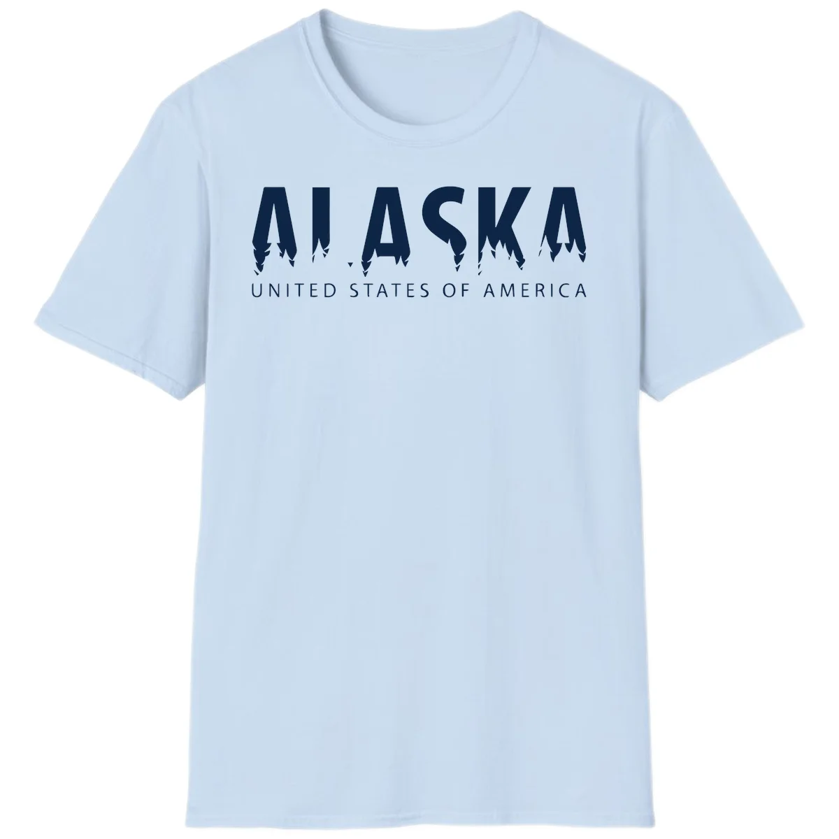 Alaska USA Map Design T-Shirt in Light Blue
