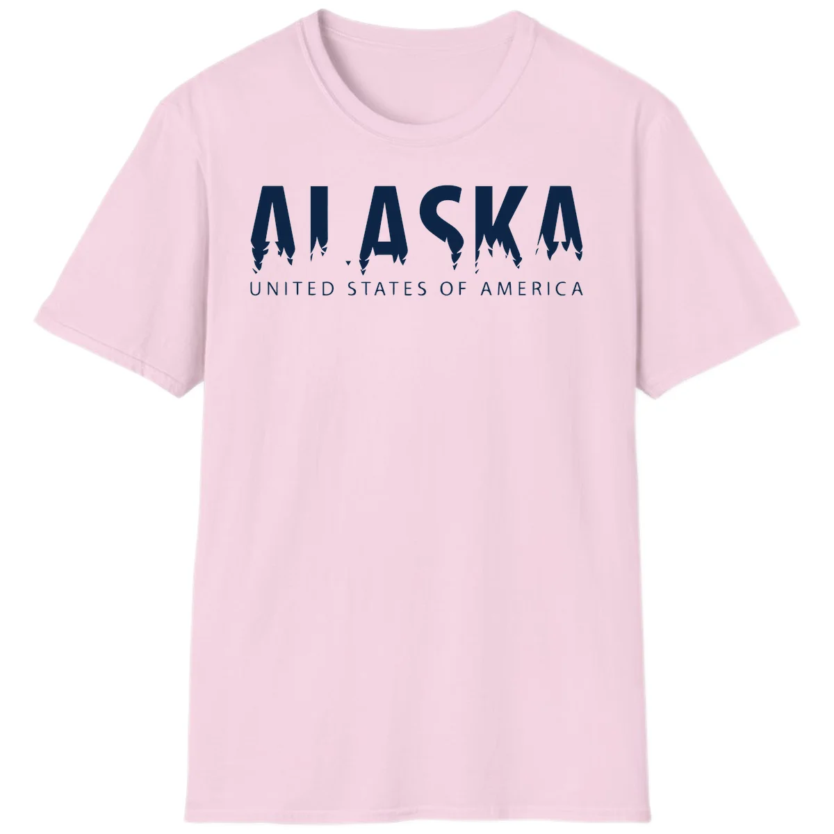 Alaska USA Map Design T-Shirt in Light Pink