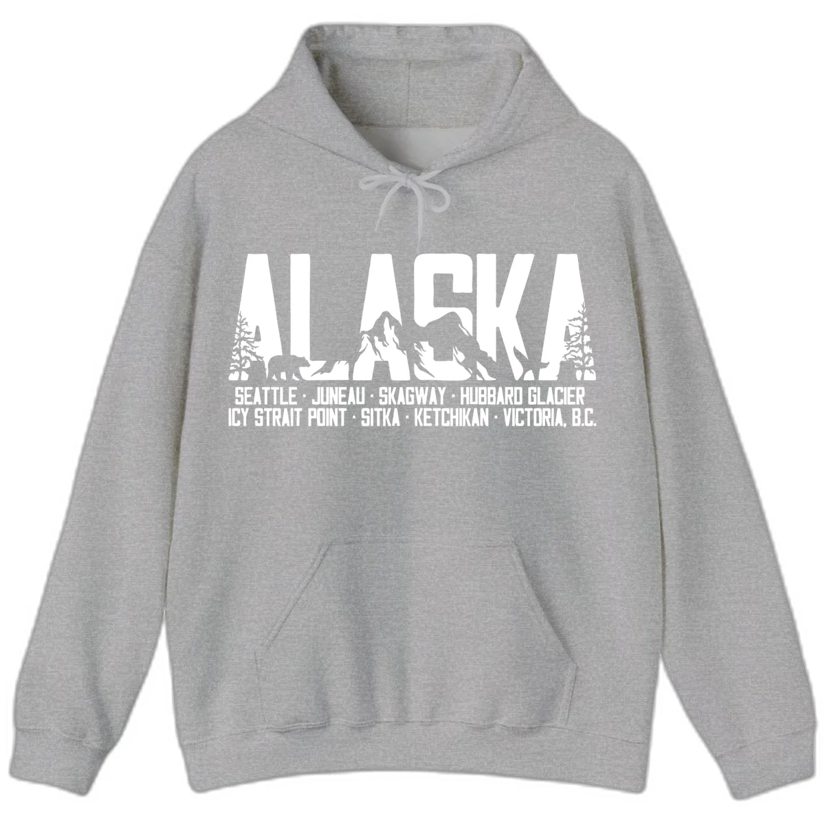 Scenic Alaska Cruise Ports and Itinerary Hoodie in Sport Grey