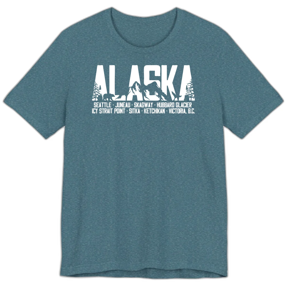 Scenic Alaska Cruise Ports and Itinerary Premium T-Shirt in Heather Deep Teal