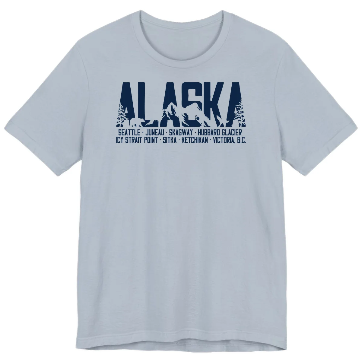 Scenic Alaska Cruise Ports and Itinerary Premium T-Shirt in Light Blue