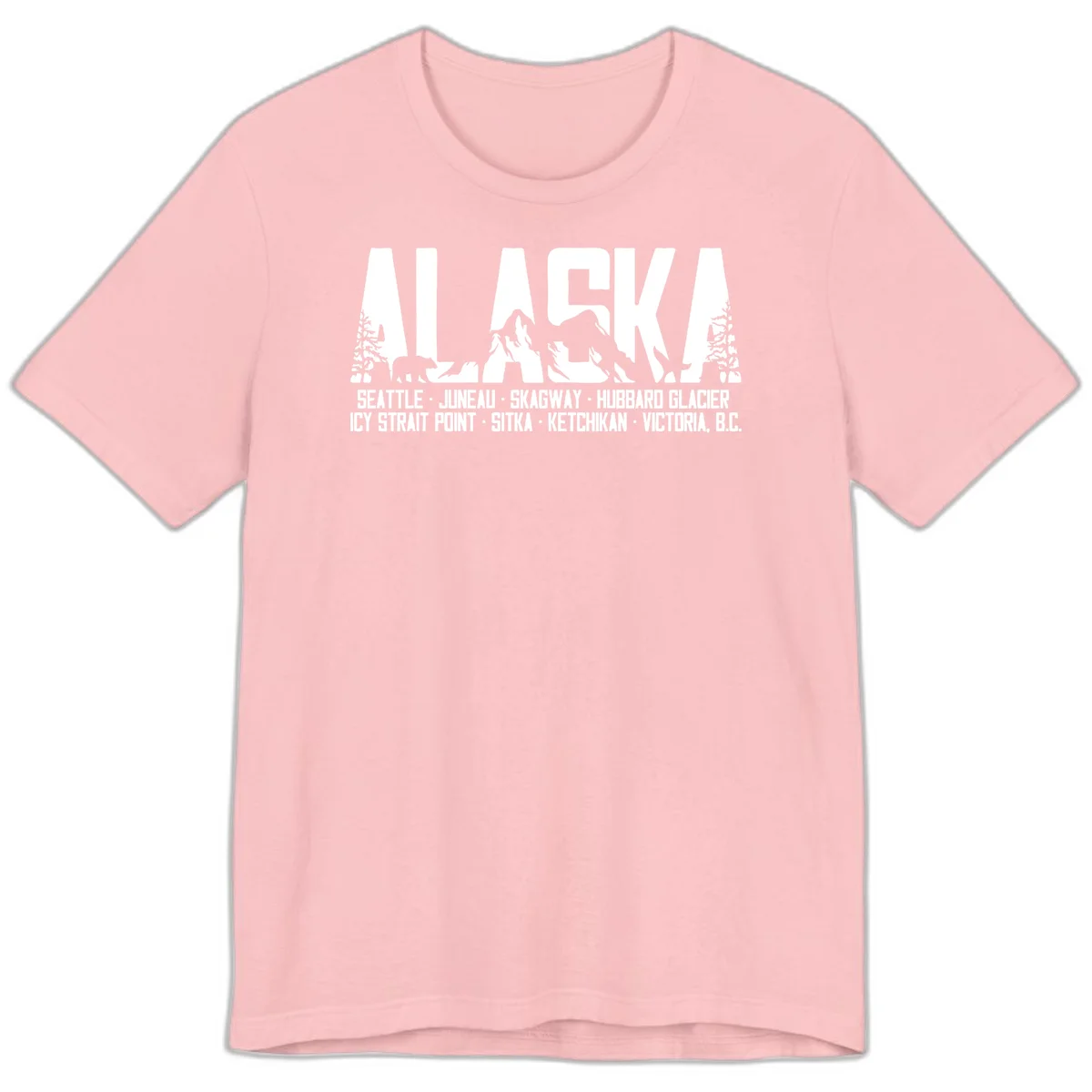 Scenic Alaska Cruise Ports and Itinerary Premium T-Shirt in Pink