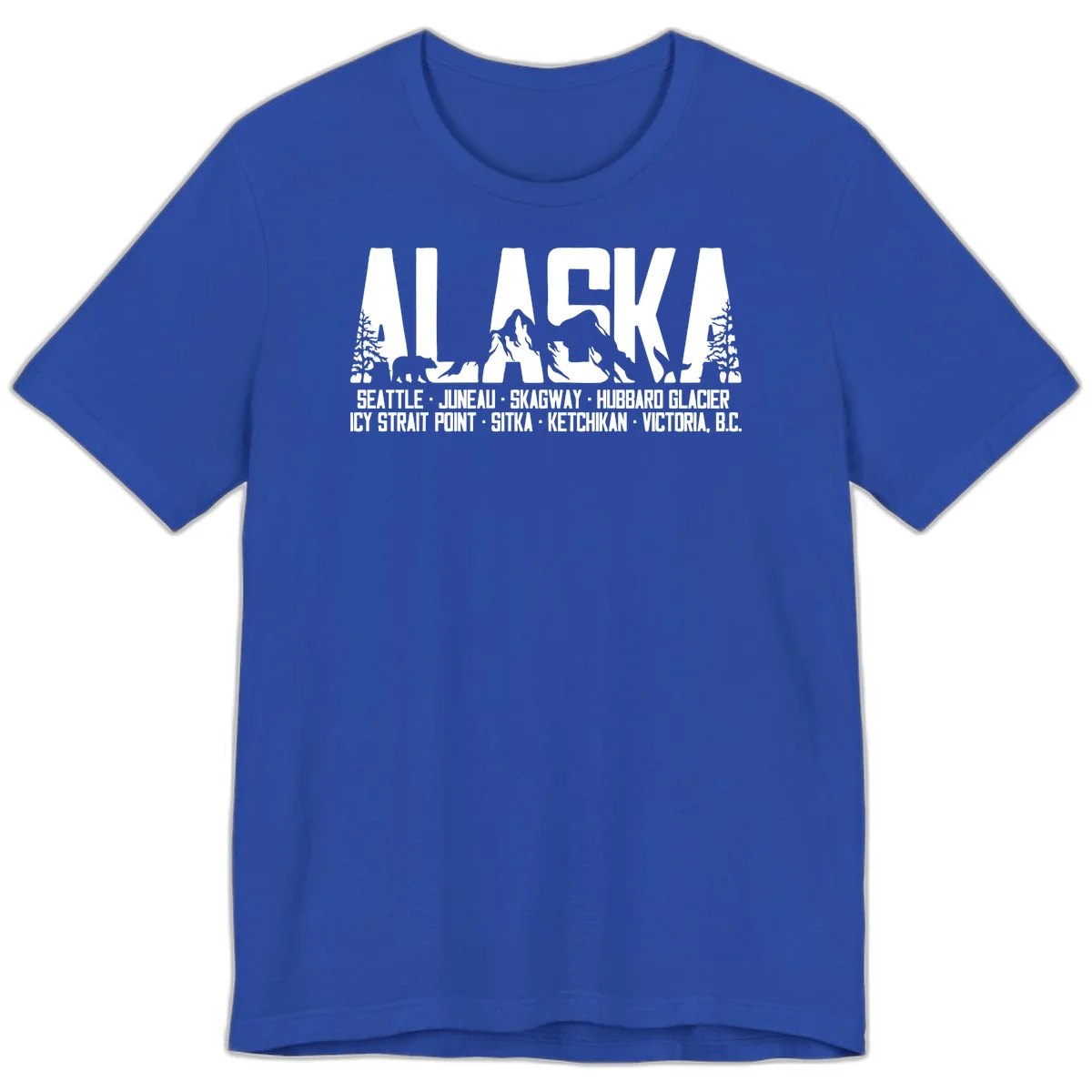 Scenic Alaska Cruise Ports and Itinerary Premium T-Shirt in True Royal