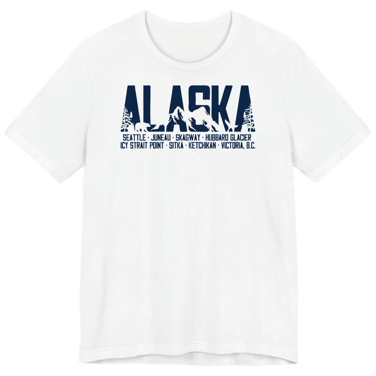 Scenic Alaska Cruise Ports and Itinerary Premium T-Shirt in White