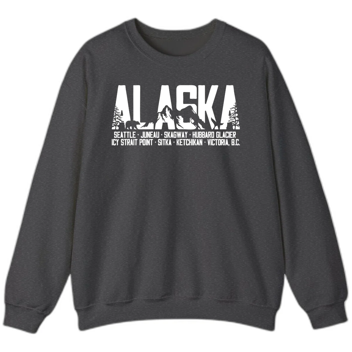 Scenic Alaska Cruise Ports and Itinerary Sweatshirt in Dark Heather