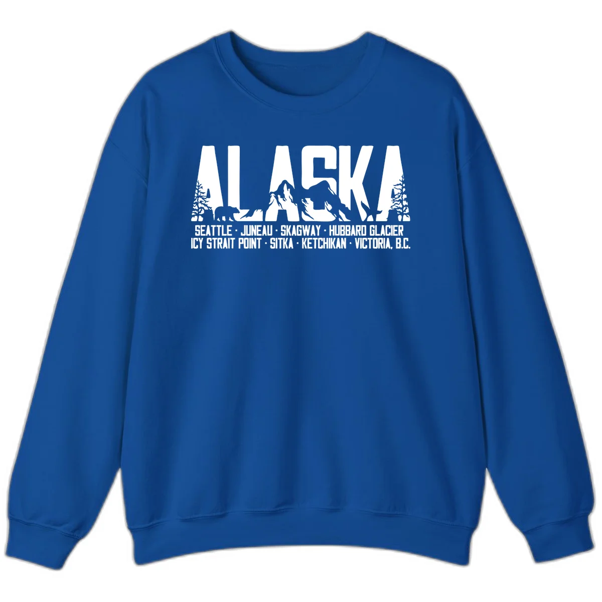 Scenic Alaska Cruise Ports and Itinerary Sweatshirt in Royal