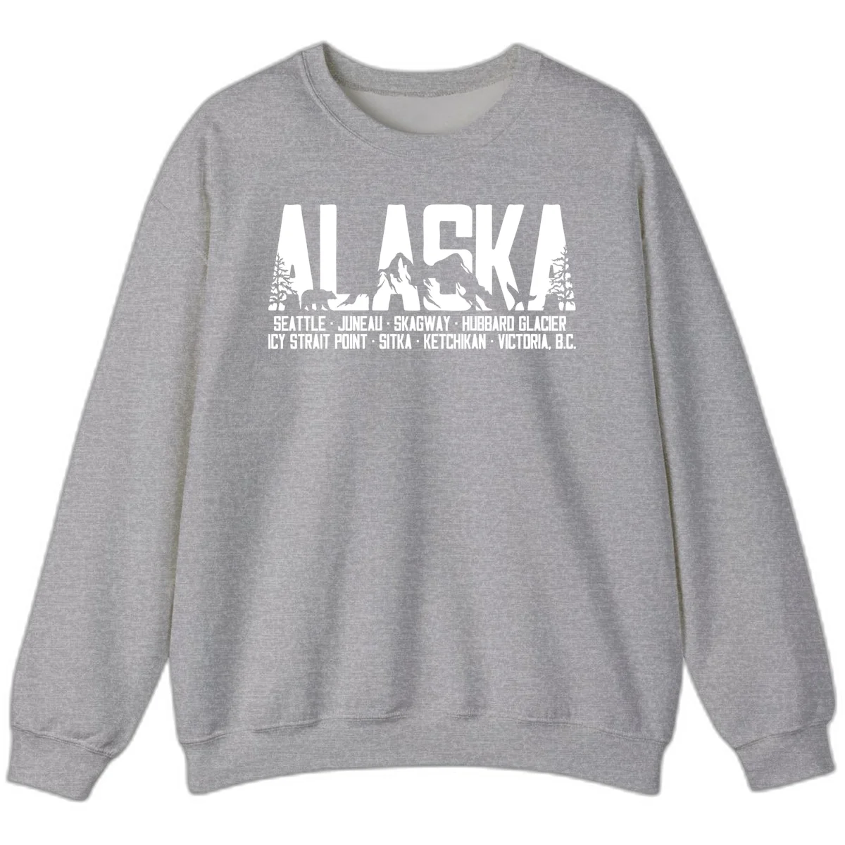 Scenic Alaska Cruise Ports and Itinerary Sweatshirt in Sport Grey