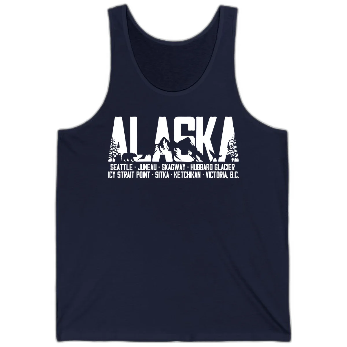 Scenic Alaska Cruise Ports and Itinerary Tank Top in Navy