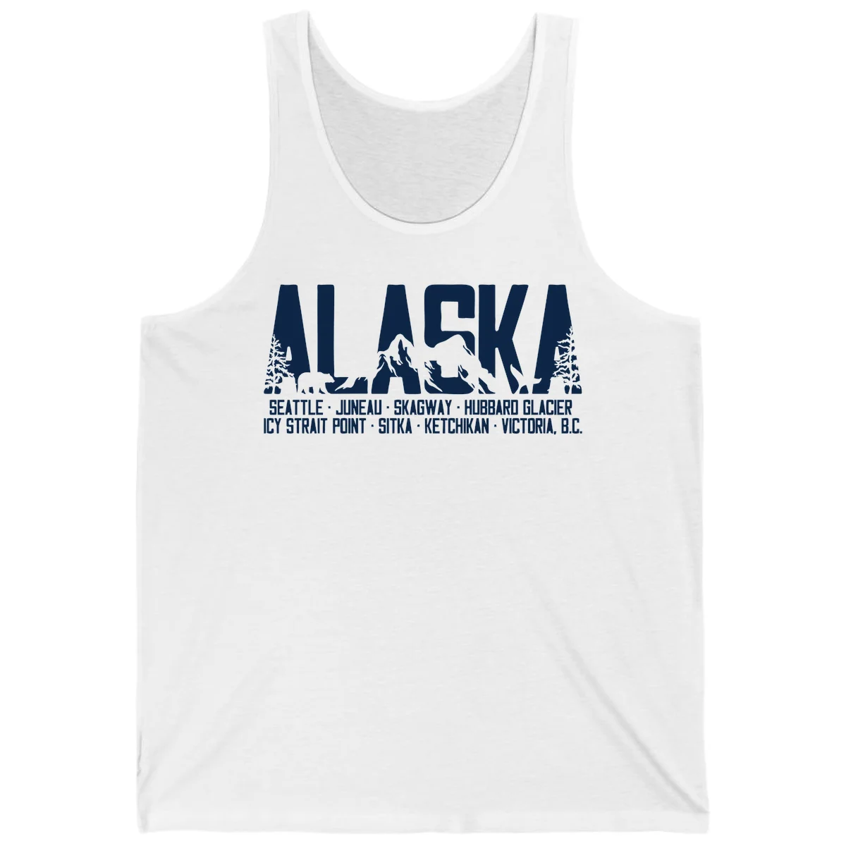 Scenic Alaska Cruise Ports and Itinerary Tank Top in White