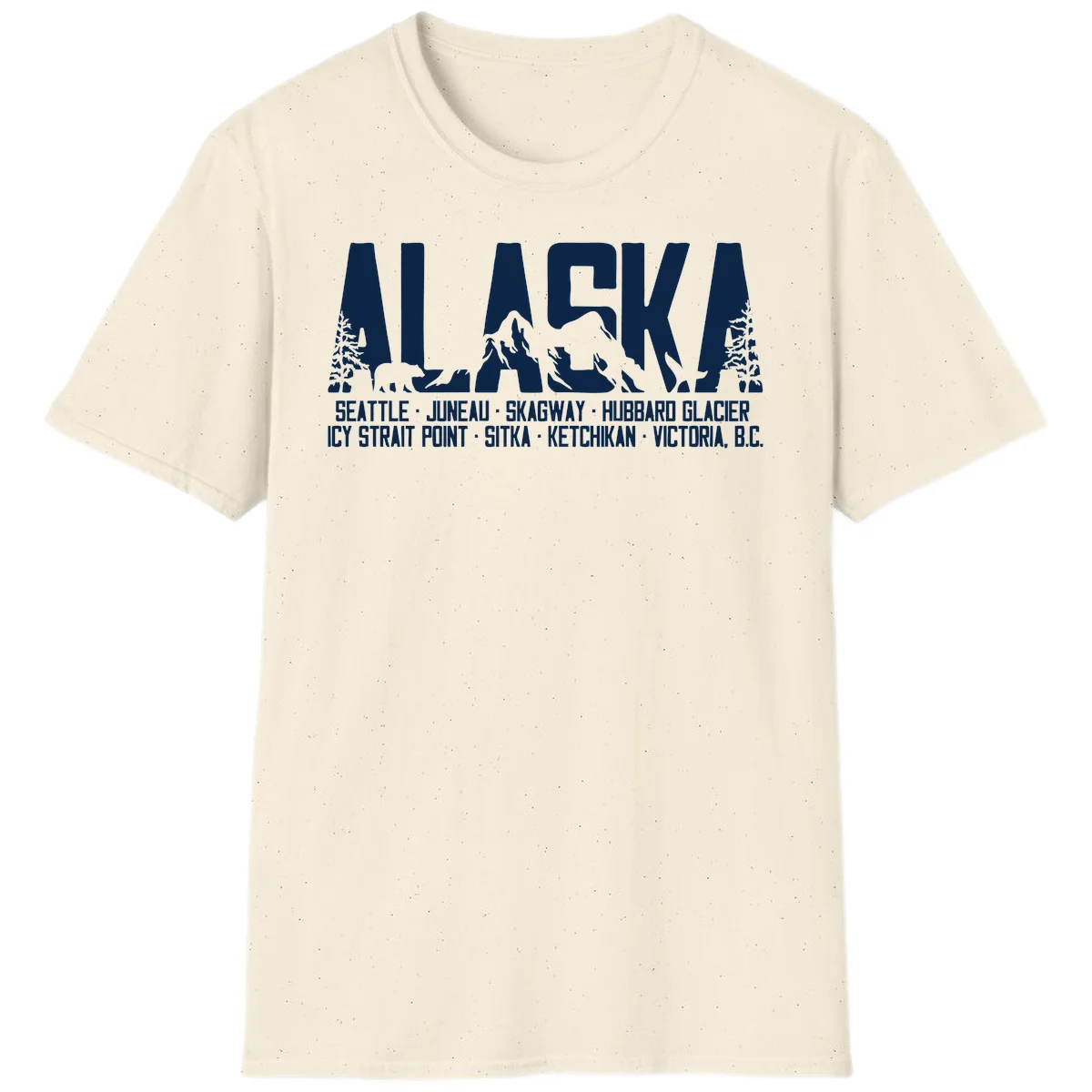 Scenic Alaska Cruise Ports and Itinerary T-Shirt in Natural