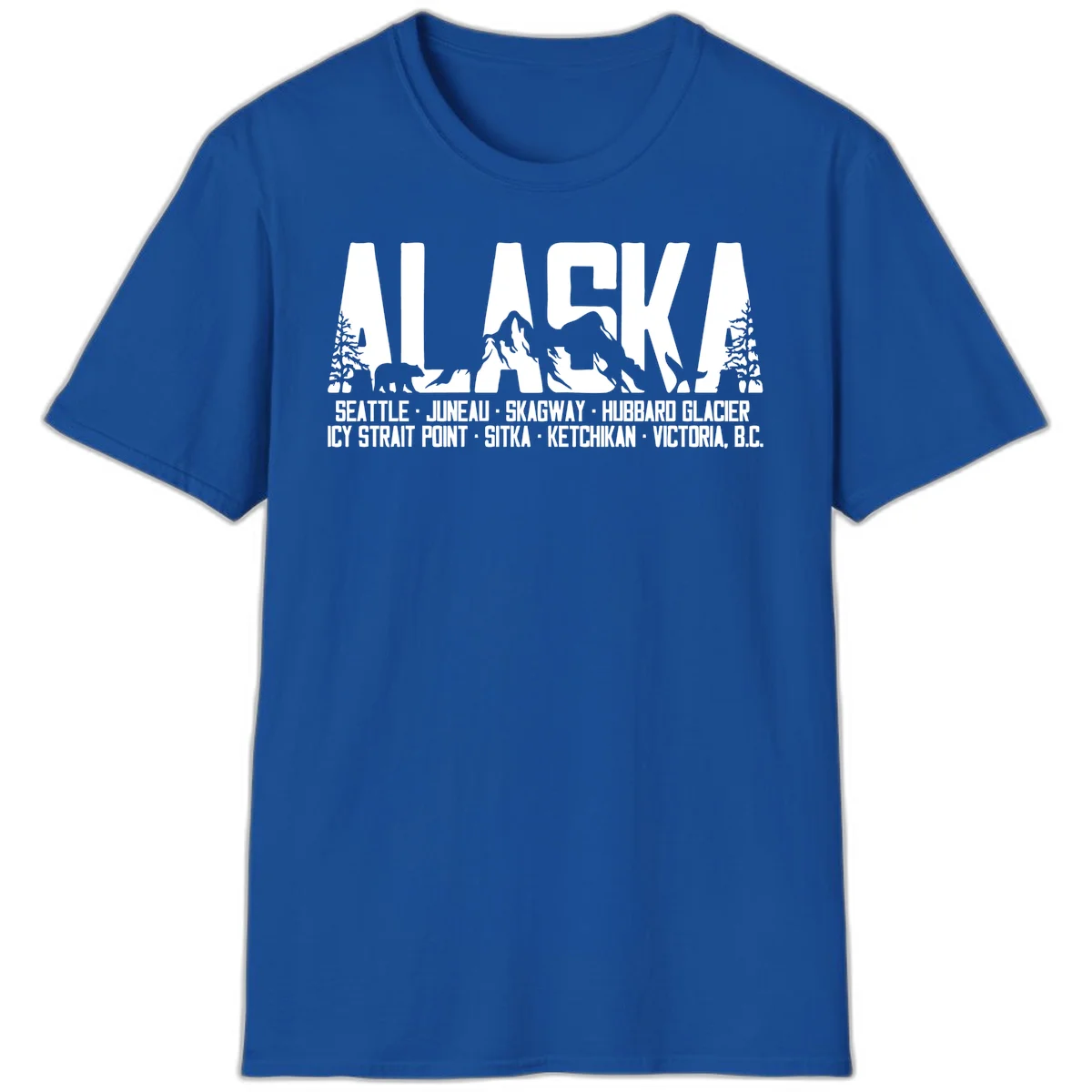 Scenic Alaska Cruise Ports and Itinerary T-Shirt in Royal