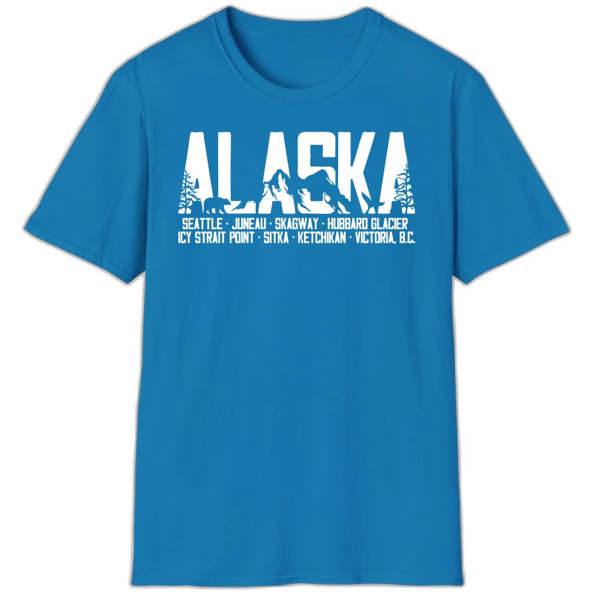 Scenic Alaska Cruise Ports and Itinerary T-Shirt in Sapphire