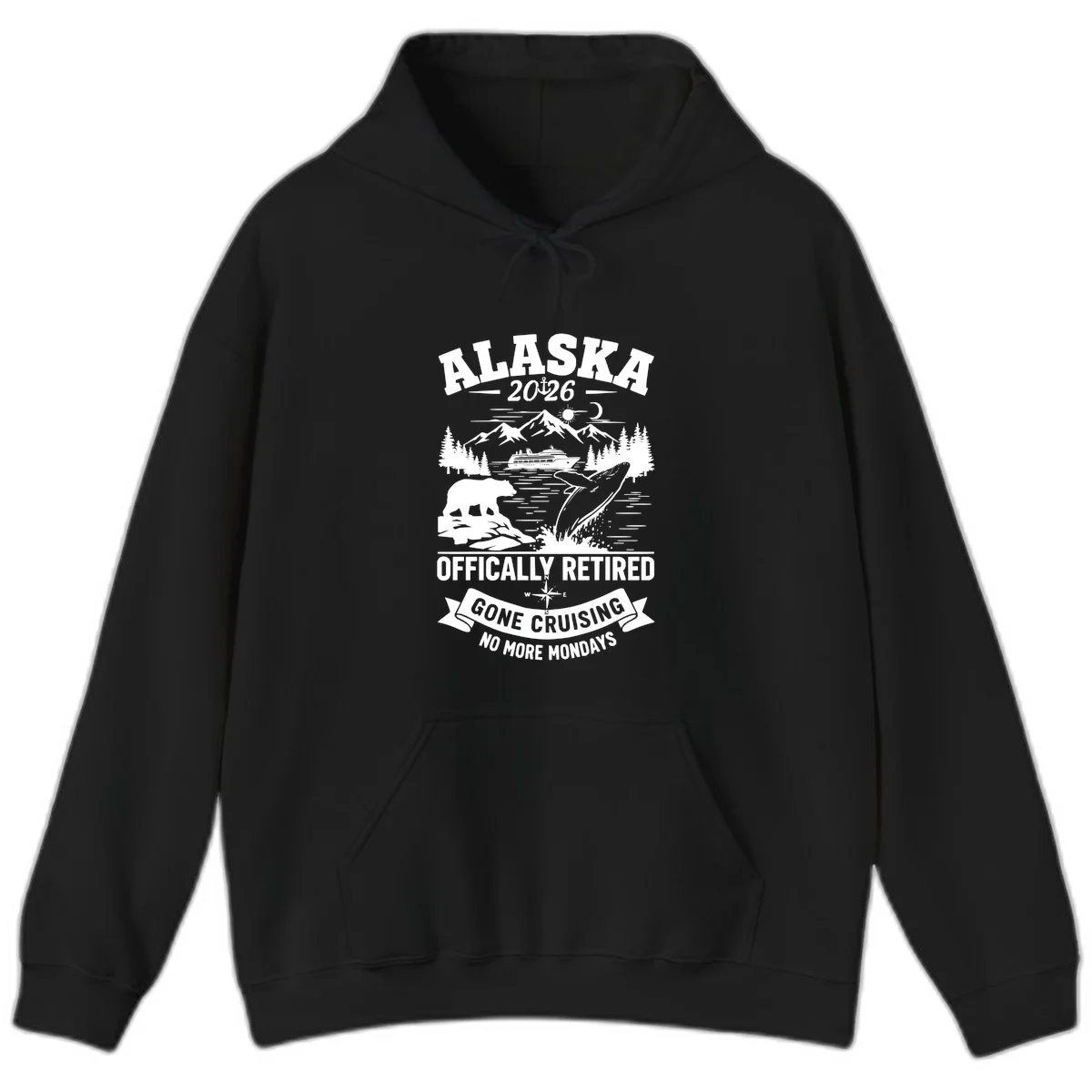 Alaska 2026 Officially Retired Gone Cruising Hoodie in Black