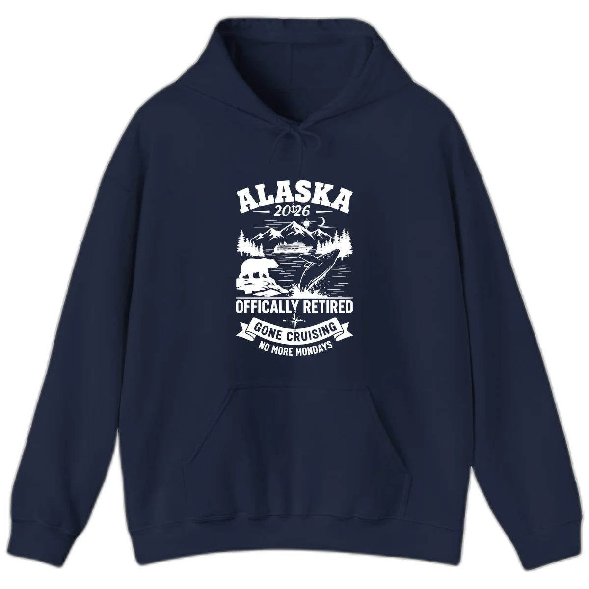 Alaska 2026 Officially Retired Gone Cruising Hoodie in Navy