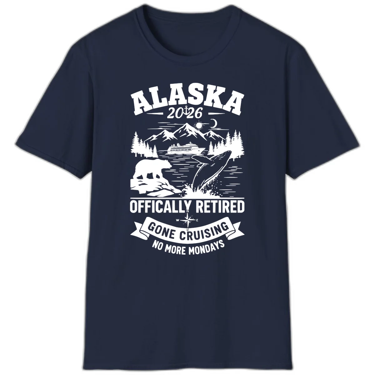 Alaska 2026 Officially Retired Gone Cruising T-Shirt in Navy