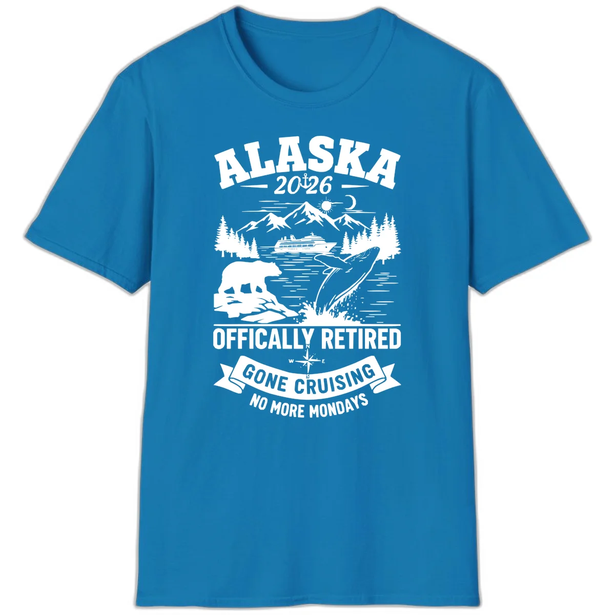 Alaska 2026 Officially Retired Gone Cruising T-Shirt in Sapphire