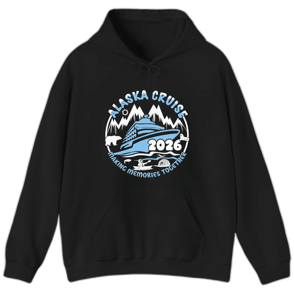 Alaska Scenic Icons Making Memories Together Hoodie in Black