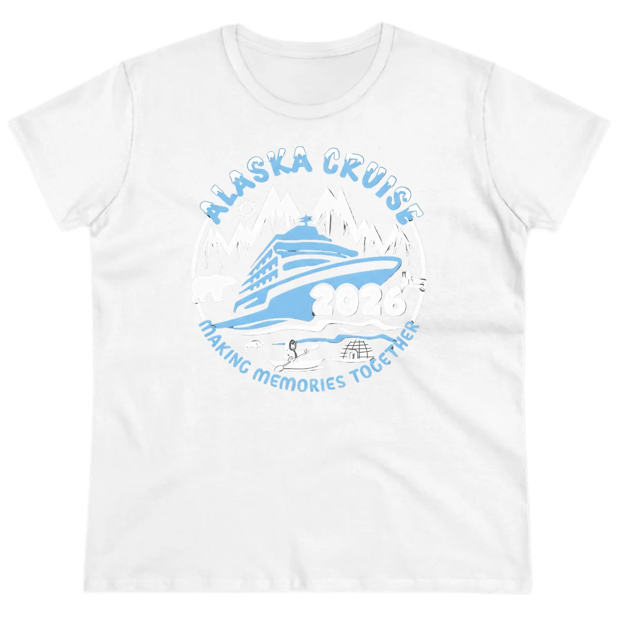Alaska Scenic Icons Making Memories Together Ladies Tee in White