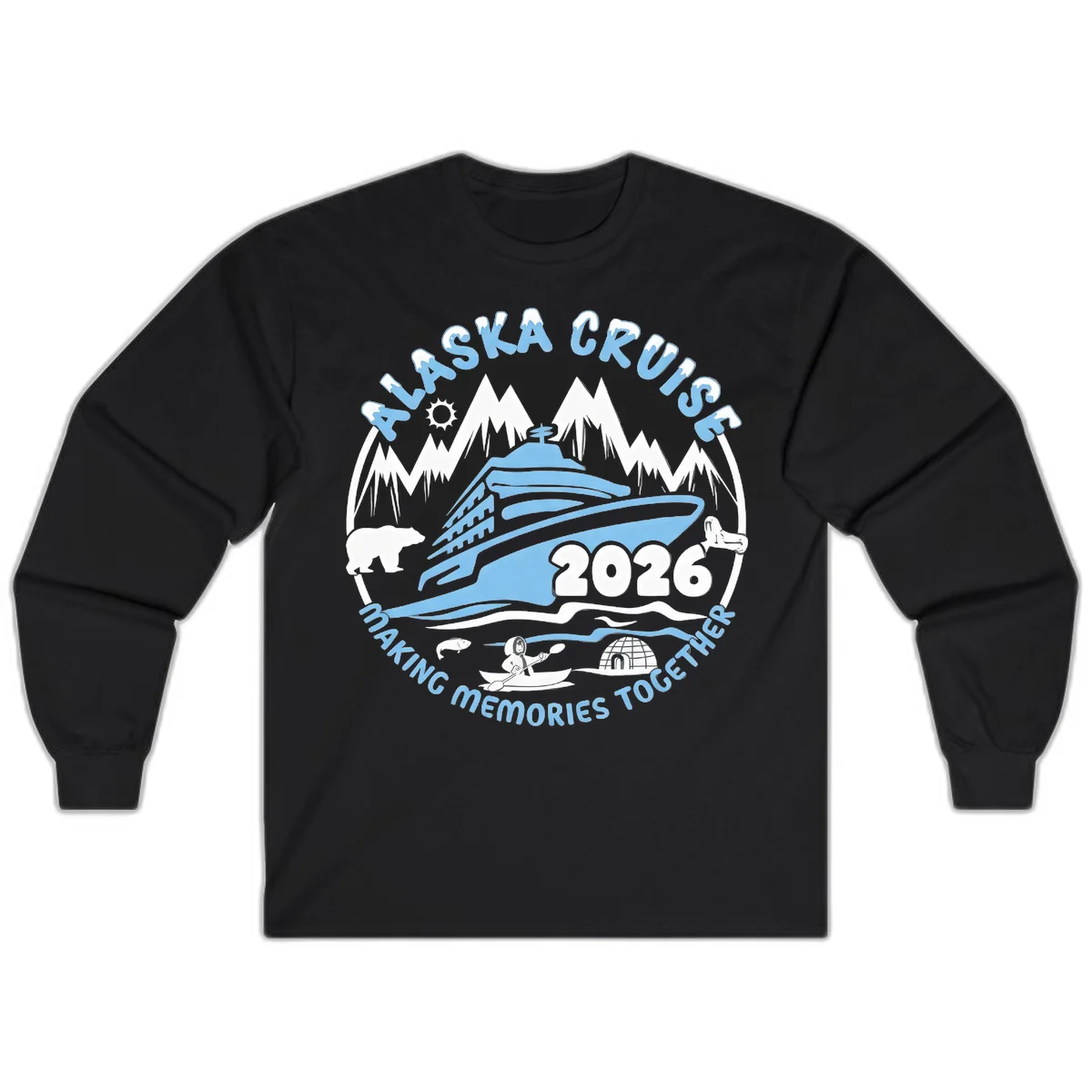 Alaska Scenic Icons Making Memories Together Long Sleeve in Black