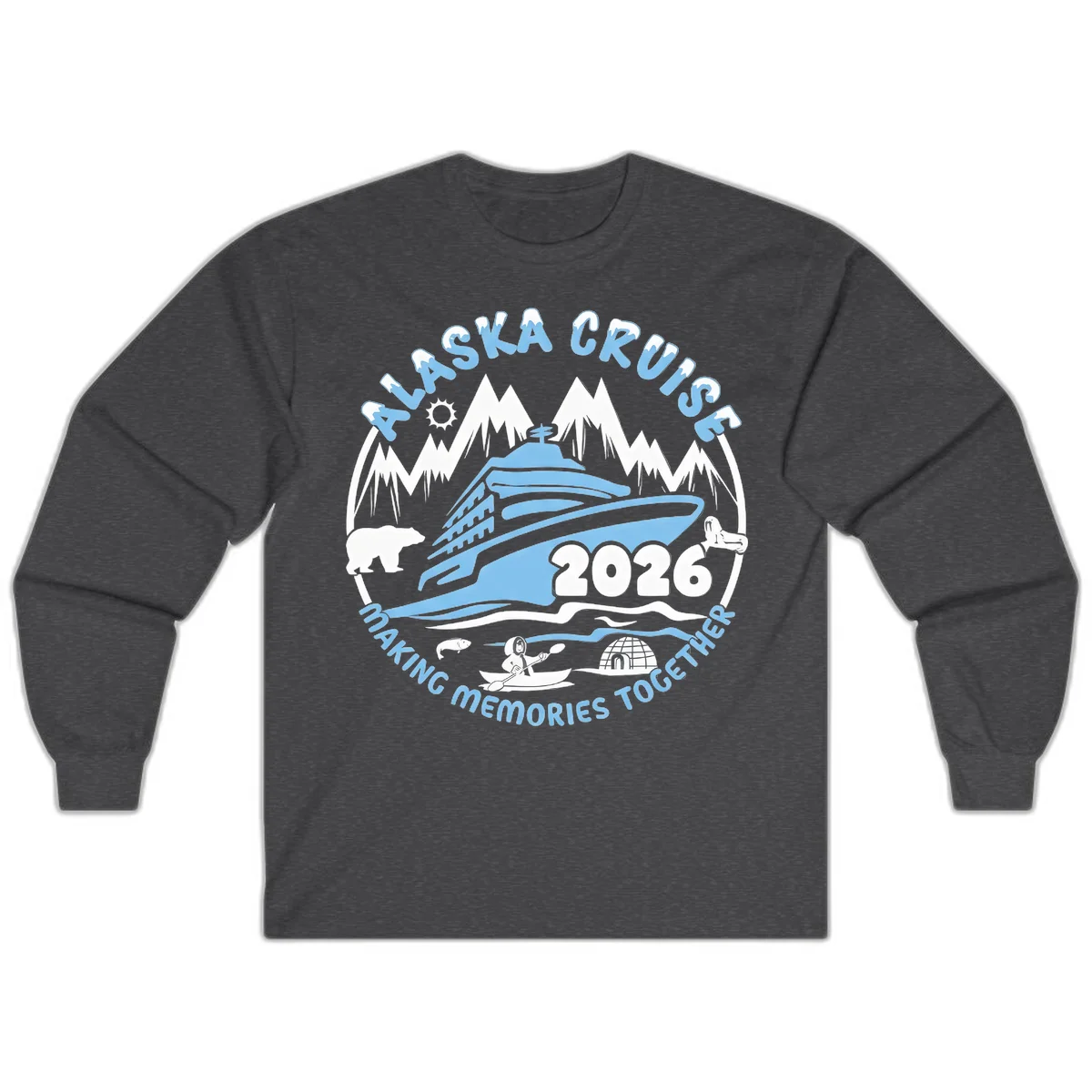 Alaska Scenic Icons Making Memories Together Long Sleeve in Dark Heather