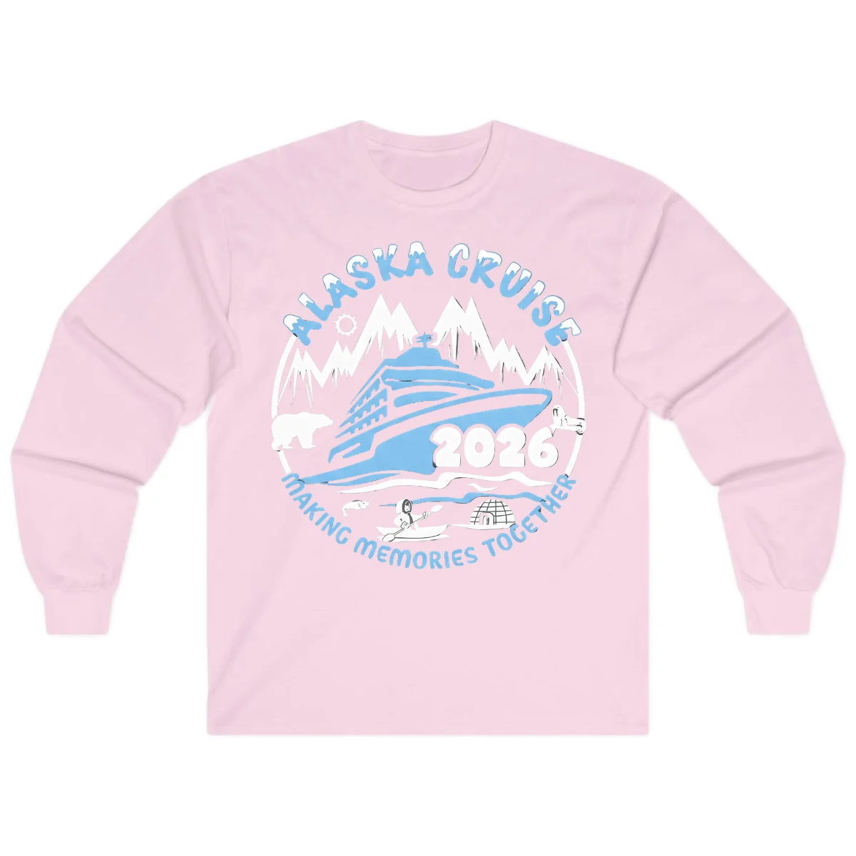 Alaska Scenic Icons Making Memories Together Long Sleeve in Light Pink