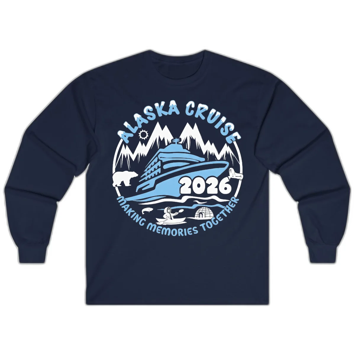 Alaska Scenic Icons Making Memories Together Long Sleeve in Navy