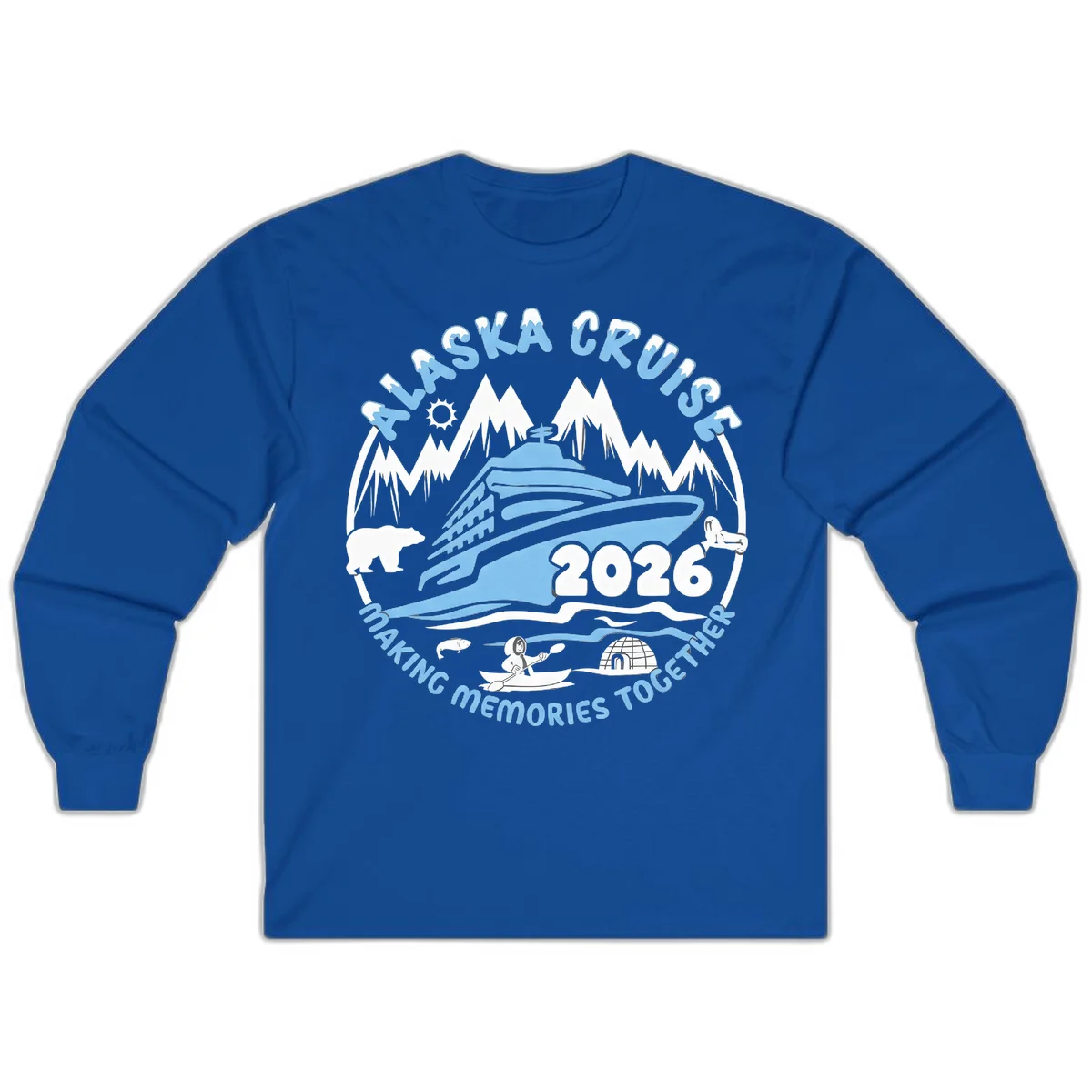 Alaska Scenic Icons Making Memories Together Long Sleeve in Royal