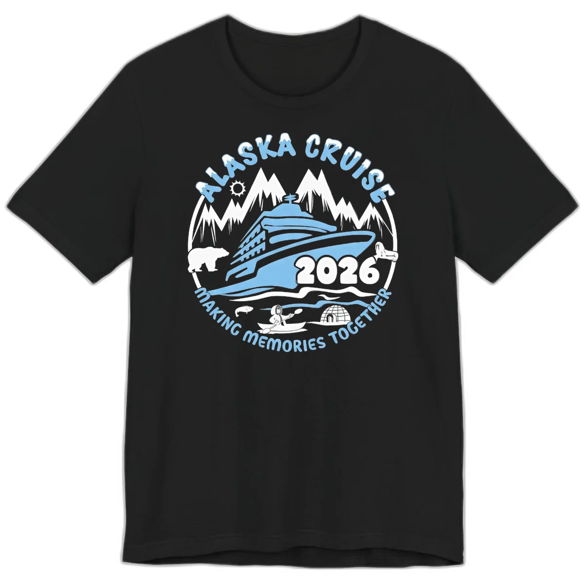 Alaska Scenic Icons Making Memories Together Premium T-Shirt in Black