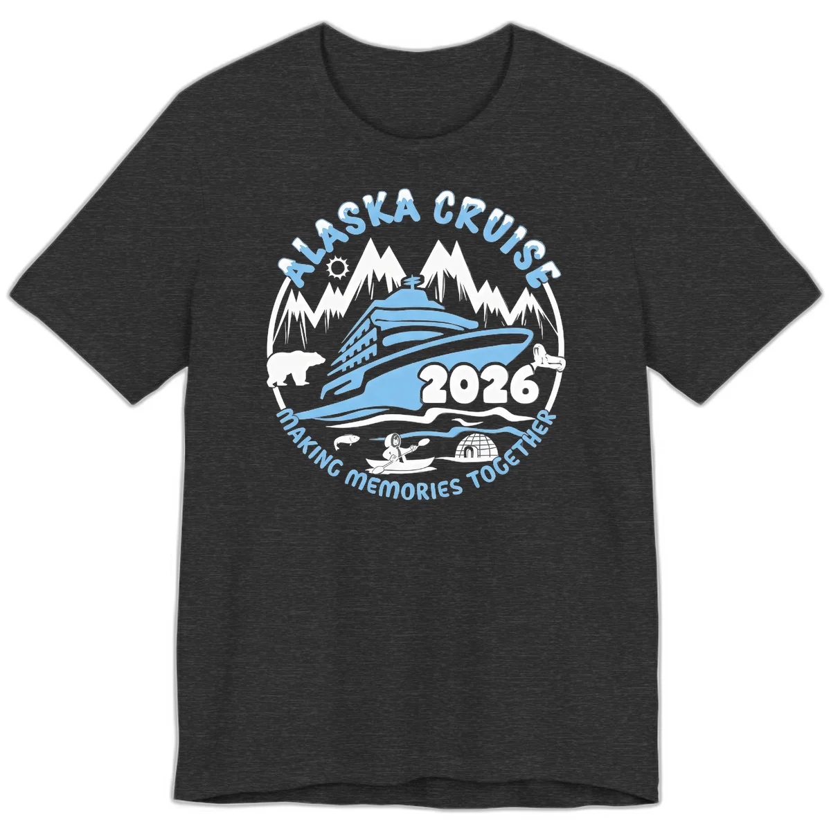 Alaska Scenic Icons Making Memories Together Premium T-Shirt in Dark Grey Heather