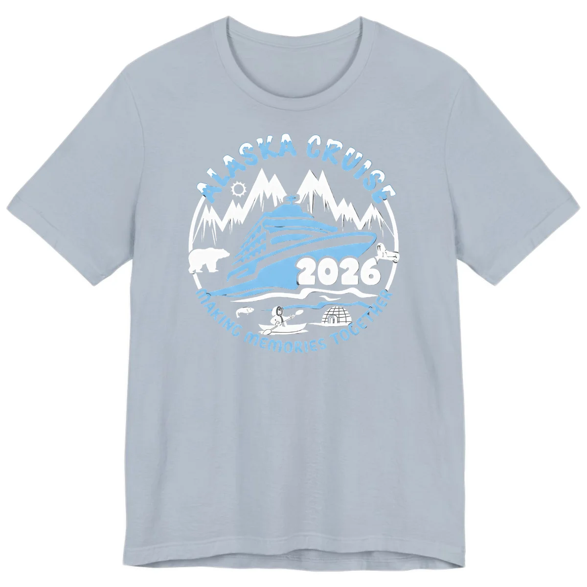 Alaska Scenic Icons Making Memories Together Premium T-Shirt in Light Blue