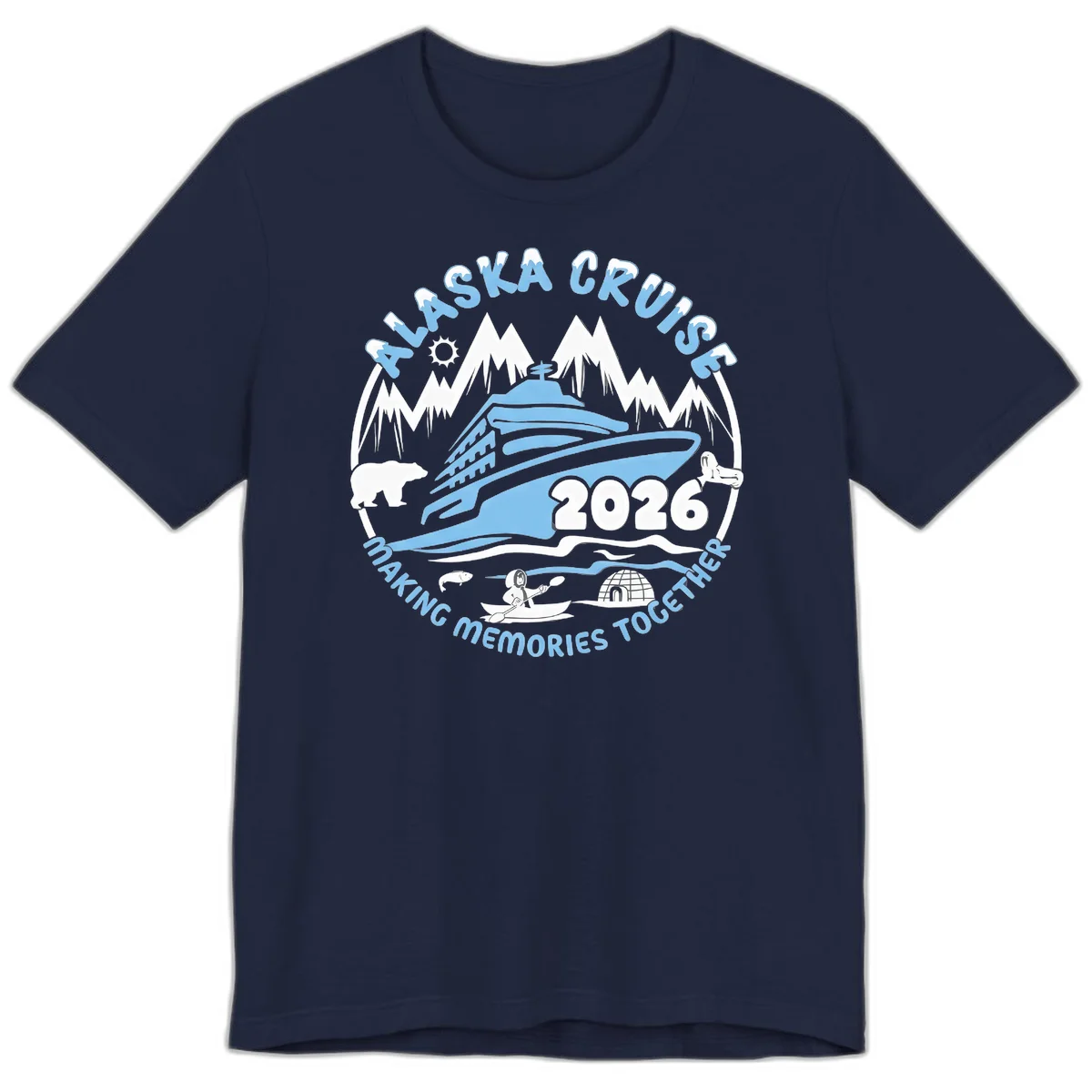 Alaska Scenic Icons Making Memories Together Premium T-Shirt in Navy